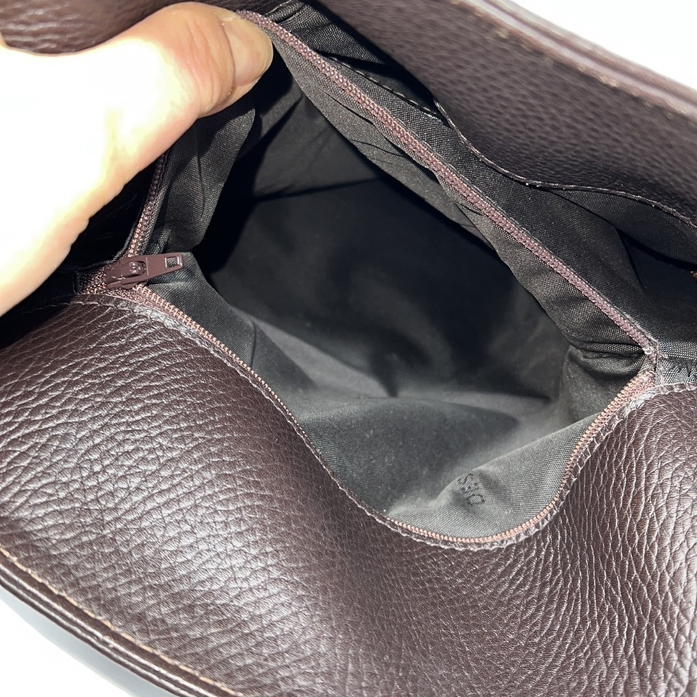 Desmo Brown Pebbled Leather Foldover Shoulder Crossbody Bag - Picture 11 of 11